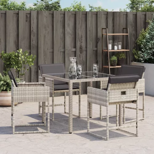  4 db világosszürke polyrattan kerti szék párnával