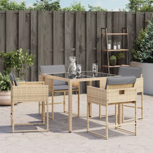  4 db vegyes bézs polyrattan kerti szék párnával