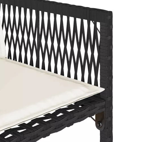  4 db fekete polyrattan kerti szék párnával