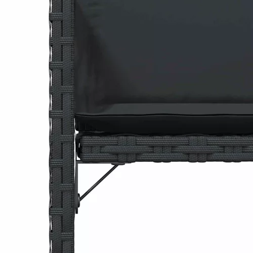  4 db fekete polyrattan kerti szék párnával