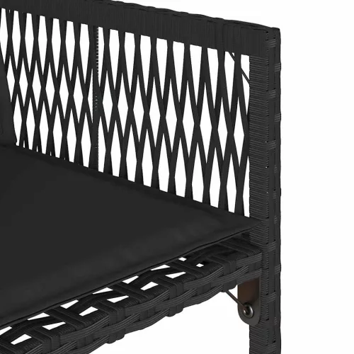  4 db fekete polyrattan kerti szék párnával