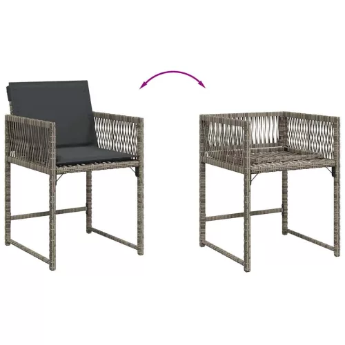  4 db szürke polyrattan kerti szék párnával