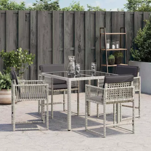  4 db világosszürke polyrattan kerti szék párnával