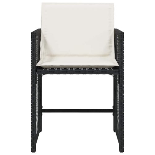  4 db fekete polyrattan kerti szék párnával