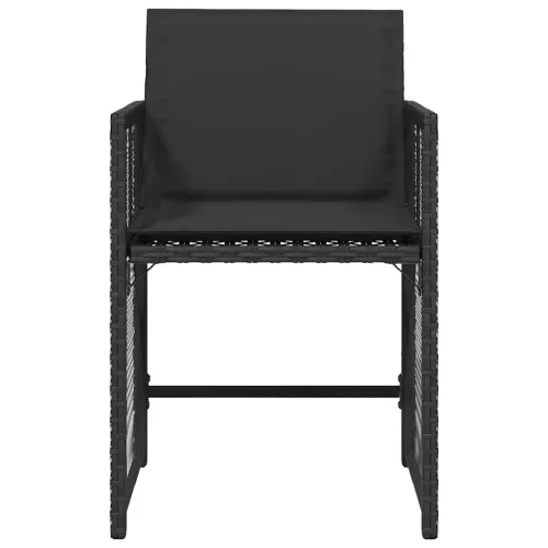  4 db fekete polyrattan kerti szék párnával