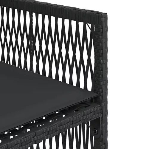  4 db fekete polyrattan kerti szék párnával