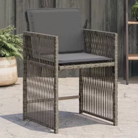  4 db szürke polyrattan kerti szék párnával