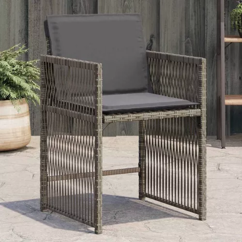  4 db szürke polyrattan kerti szék párnával
