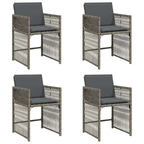  4 db szürke polyrattan kerti szék párnával