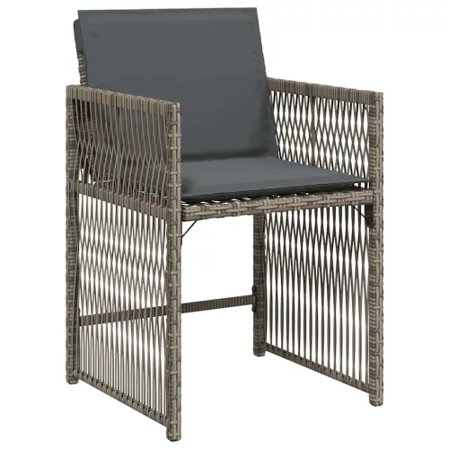  4 db szürke polyrattan kerti szék párnával