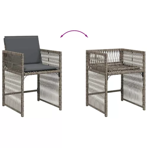  4 db szürke polyrattan kerti szék párnával