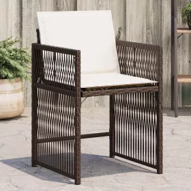  4 db barna polyrattan kerti szék párnával