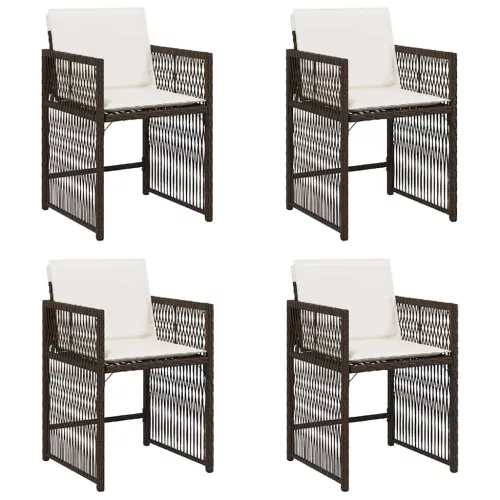  4 db barna polyrattan kerti szék párnával