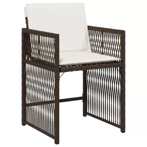  4 db barna polyrattan kerti szék párnával