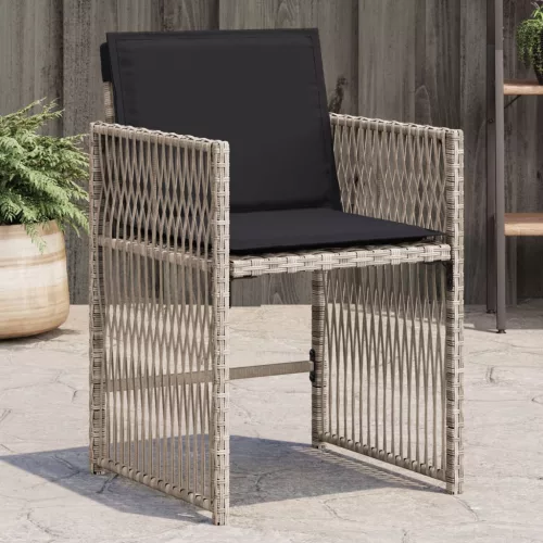  4 db világosszürke polyrattan kerti szék párnával