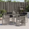  4 db világosszürke polyrattan kerti szék párnával