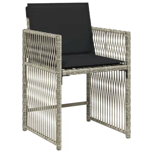  4 db világosszürke polyrattan kerti szék párnával
