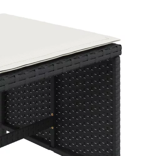  4 db fekete polyrattan kerti szék párnával 41 x 41 x 36 cm