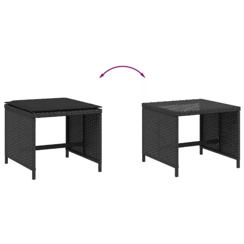  4 db fekete polyrattan kerti szék párnával 41 x 41 x 36 cm