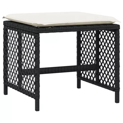  4 db fekete polyrattan kerti szék párnával 41 x 41 x 36 cm