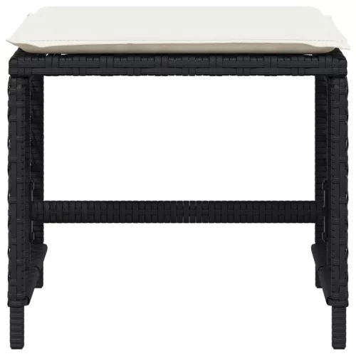  4 db fekete polyrattan kerti szék párnával 41 x 41 x 36 cm