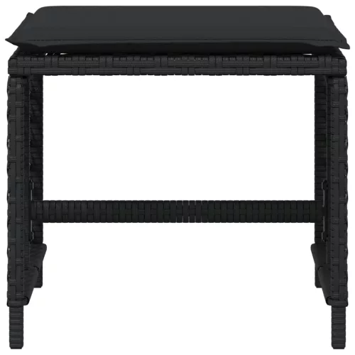  4 db fekete polyrattan kerti szék párnával 41 x 41 x 36 cm