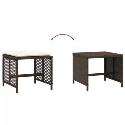  4 db barna polyrattan kerti szék párnával 41 x 41 x 36 cm