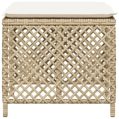  4 db bézs polyrattan kerti szék párnával 41 x 41 x 36 cm