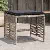  4db világosszürke polyrattan kerti szék párnával 41 x 41 x 36cm