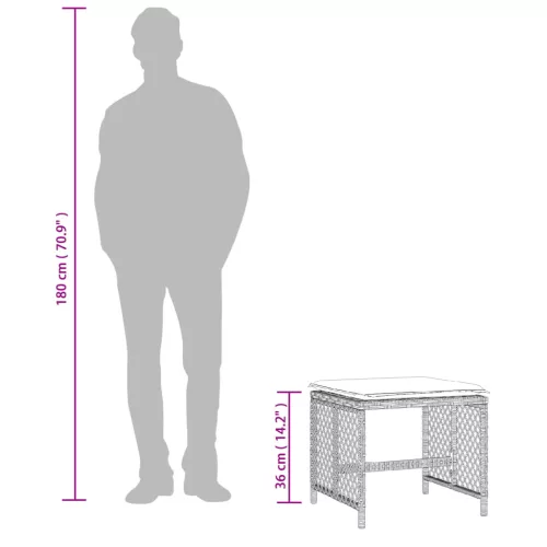  4db világosszürke polyrattan kerti szék párnával 41 x 41 x 36cm