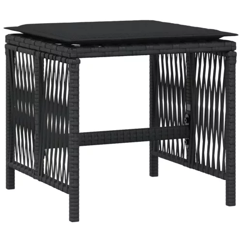  4 db fekete polyrattan kerti szék párnával 41 x 41 x 36 cm