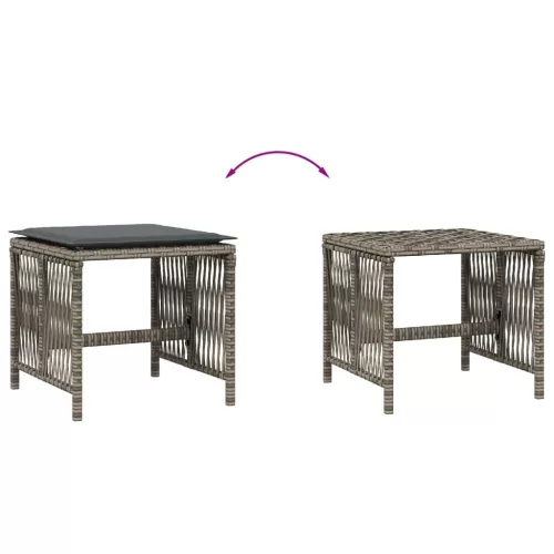  4 db szürke polyrattan kerti szék párnával 41 x 41 x 36 cm