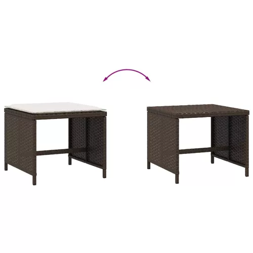  4 db barna polyrattan kerti szék párnával 41 x 41 x 36 cm