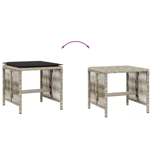  4db világosszürke polyrattan kerti szék párnával 41 x 41 x 36cm