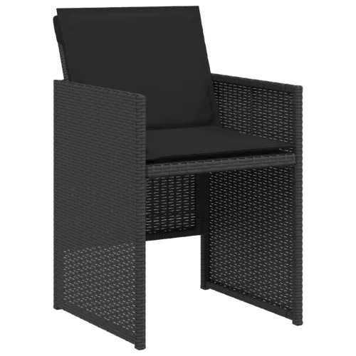  3 részes fekete polyrattan bisztrógarnitúra párnával
