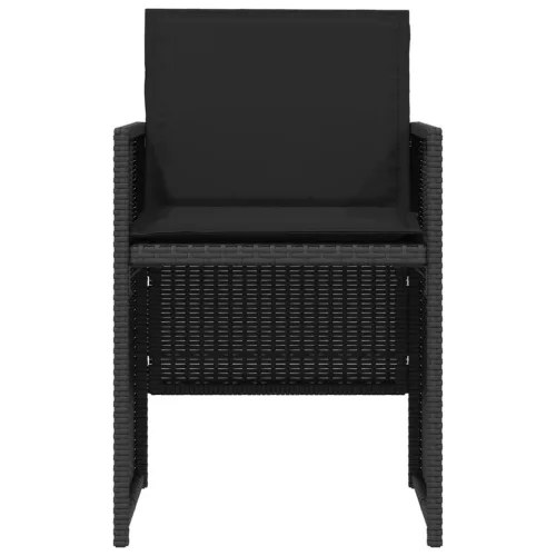  3 részes fekete polyrattan bisztrógarnitúra párnával