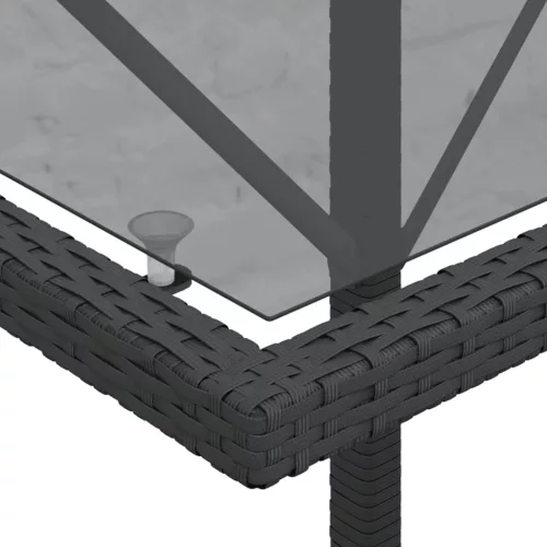  3 részes fekete polyrattan bisztrógarnitúra párnával