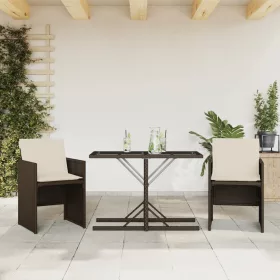  3 részes barna polyrattan bisztrógarnitúra párnákkal