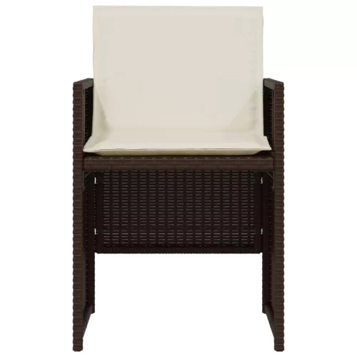  3 részes barna polyrattan bisztrógarnitúra párnákkal