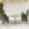  3 részes szürke polyrattan bisztrógarnitúra párnákkal