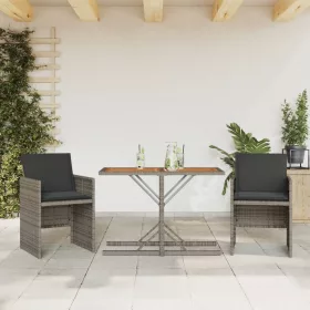  3 részes szürke polyrattan bisztrógarnitúra párnákkal