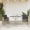  3 részes világosszürke polyrattan bisztrógarnitúra párnákkal
