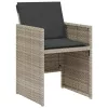  3 részes világosszürke polyrattan bisztrógarnitúra párnákkal