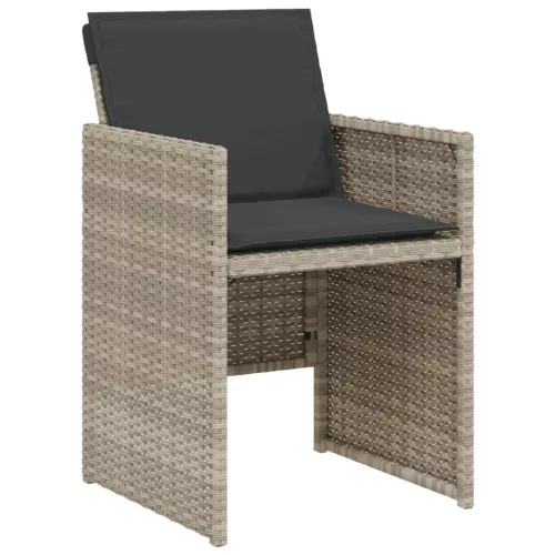  3 részes világosszürke polyrattan bisztrógarnitúra párnákkal