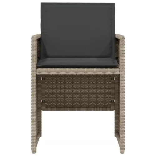  3 részes világosszürke polyrattan bisztrógarnitúra párnákkal