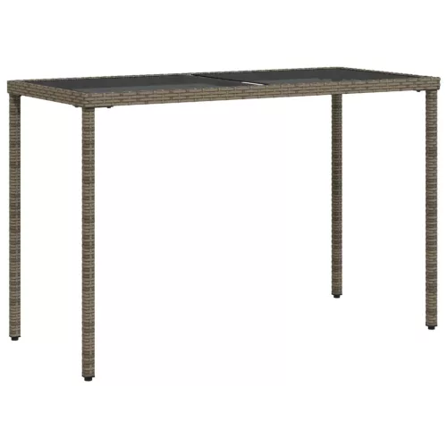  szürke polyrattan üveglapos kerti asztal 115x54x74 cm