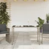  szürke polyrattan üveglapos kerti asztal 115x54x74 cm