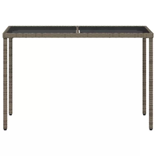  szürke polyrattan üveglapos kerti asztal 115x54x74 cm