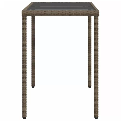  szürke polyrattan üveglapos kerti asztal 115x54x74 cm