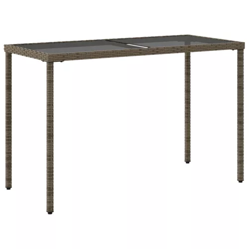  szürke polyrattan üveglapos kerti asztal 115x54x74 cm